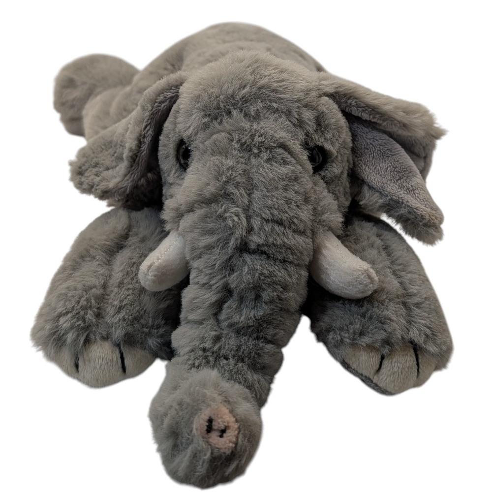 FAO Schwarz Elephant Plush‎ Stuffed Animal Toy Gray Soft 2020 Floppy Laying Down